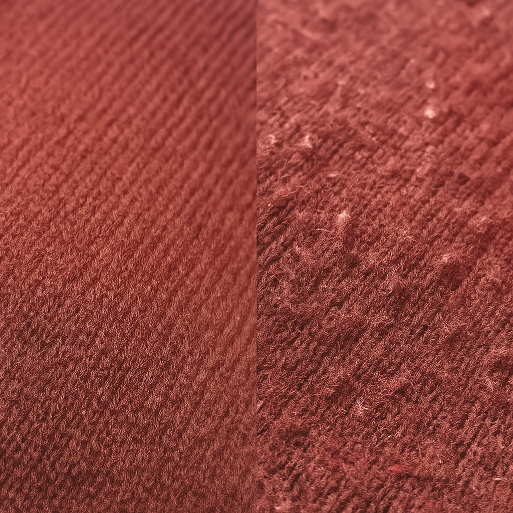 удаление катышков до/после